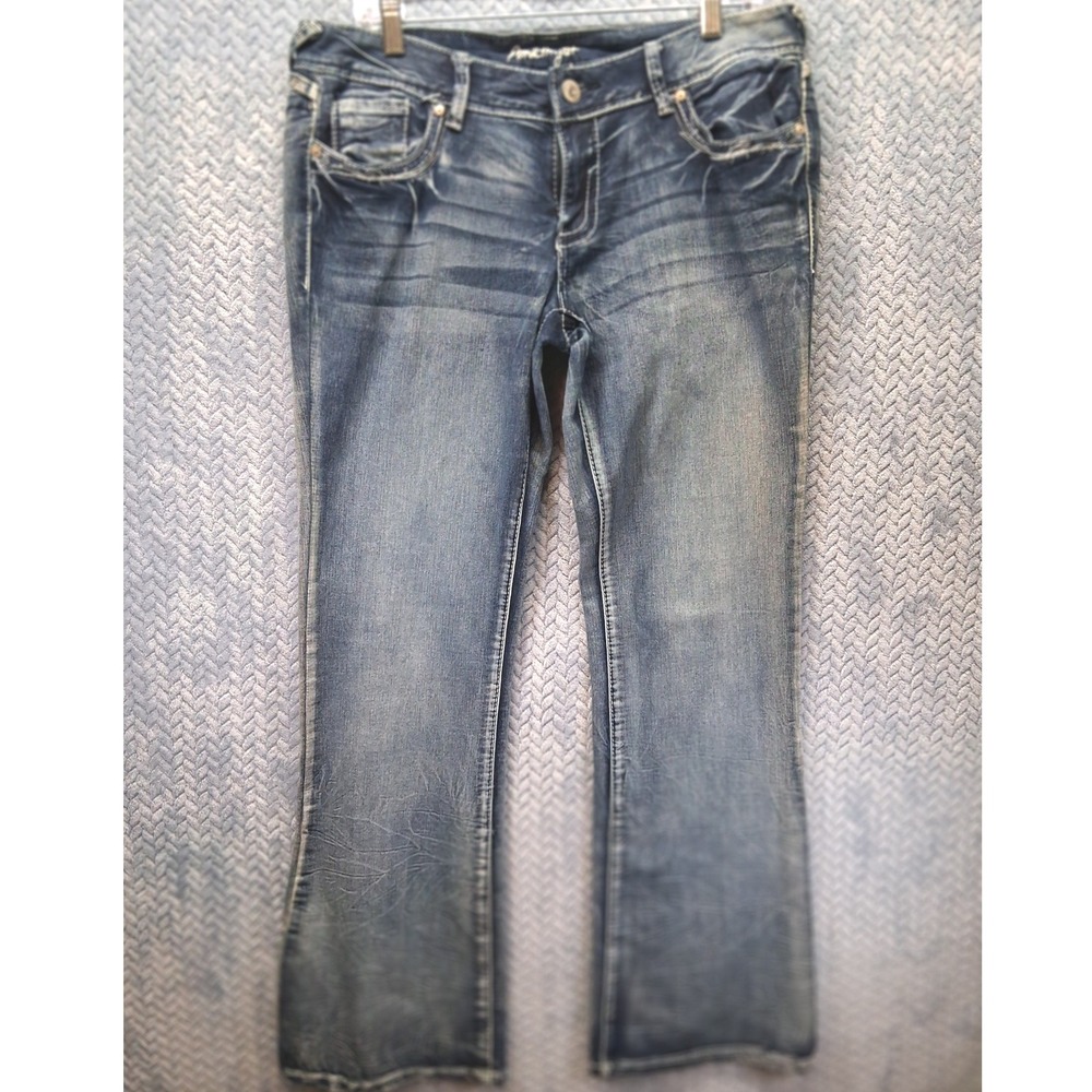 Amethyst Jeans Womens 13 Medium Wash Embroidered Rhinestone Bootcut Denim Blue